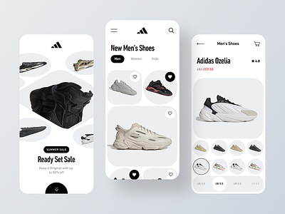Adidas App Design Concept adidas adidasapp app appdesign choes clean cleanui interface marketplace minimal mobile shoeapp sneakers sports store ui ux