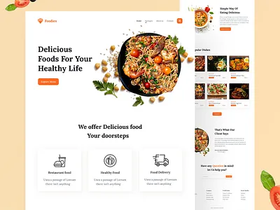 Restaurant Landing Page clean ui food food and drink food landing page food template foodie homepage landing page layout minimal online delivery popular shot restaurant restaurant landing page tasty top designer top ux ui designer uidesign webdesign website concept