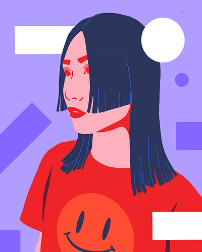 The Hime Cut cut detail girl hair hairstyle hime illustration japanese portrait portrait illustration procreate shapes smiley face