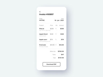 46 :: Invoice dailyui dailyui 046 invoice mobile ui