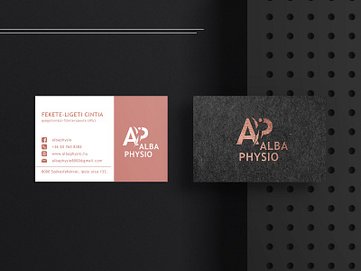 Alba Physio business card black branding business business card business card design businesscard design elottadesign graphic logo physiotherapy rosegold