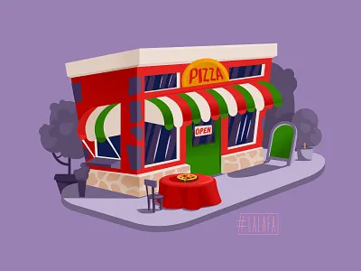 Italian Pizza House building design fast food food illustration pizza pizzeria restaurant vector