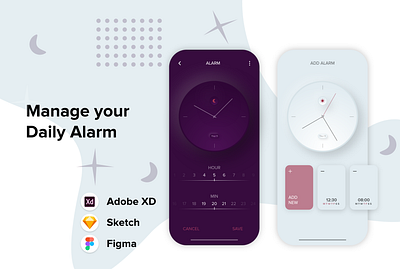 Alarm Mobile App UI Design adobe xd app app design art creative design designer graphic design illustration inspiration mobile mobile app mobile ui mobile uiux mobile uiux design ui uiux uiux design uiuxdesigner uxdesign