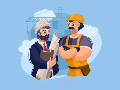 Builders characters city planning construction crane design engineer illustration skyscraper vector