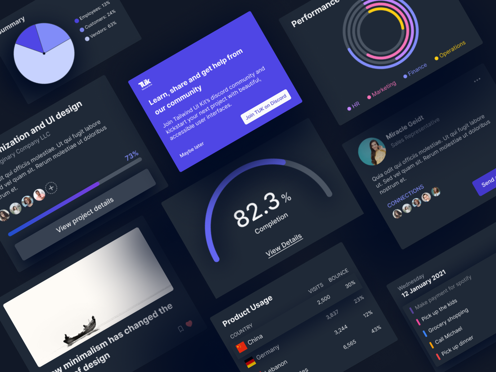 Example of Tailwind CSS components