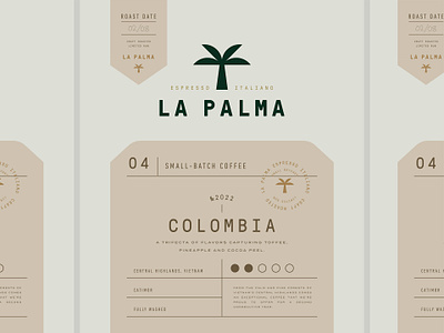 Branding & Packaging Design for La Palma Coffee 🌴 branding cafe coffee coffee branding coffee shop drink espresso label logo packaging packaging design palm tea