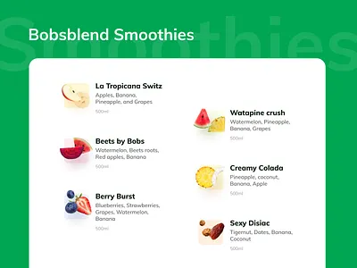 Bobsblend Food Menu branding design food menu