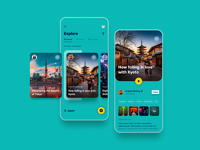 Travel Community App blog post blogger blogging carrousel community design experience exploration product design share stories storytelling travel travel app travelers ui ux world