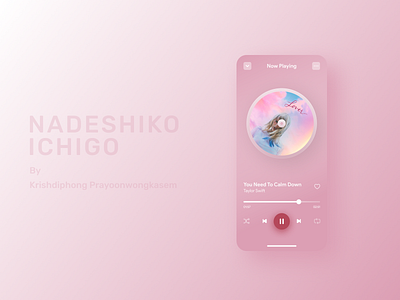 Music player in Pink app application clean design clean ui design glassmorphism lover minimal music music player now playing pink pink ui player player ui song taylor swift ui userinterface