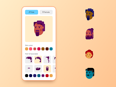 88 :: Avatar Builder avatar avatar builder customizer daily ui dailyui dailyui 088 mobile profile