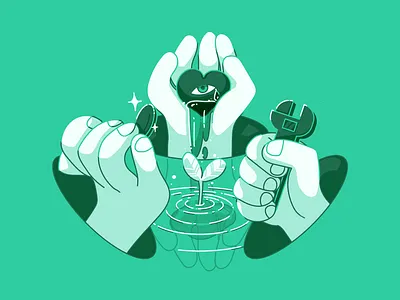 Three Lenses of innovation design design process designer designprocess designthinking desirability feasibility hands heart ideo illustration inspiration lenses money technical viability