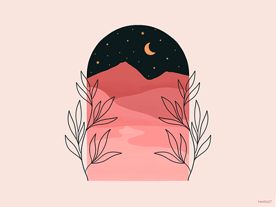 Mountains & Stars art art direction design drawing flower illustration illustration art mountain plant procreate procreate art