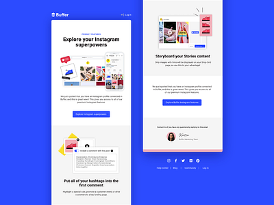 Onboarding emails buffer conversion design email email design email marketing emails feature feature adoption instagram onboarding product features screenshot social media ui ux
