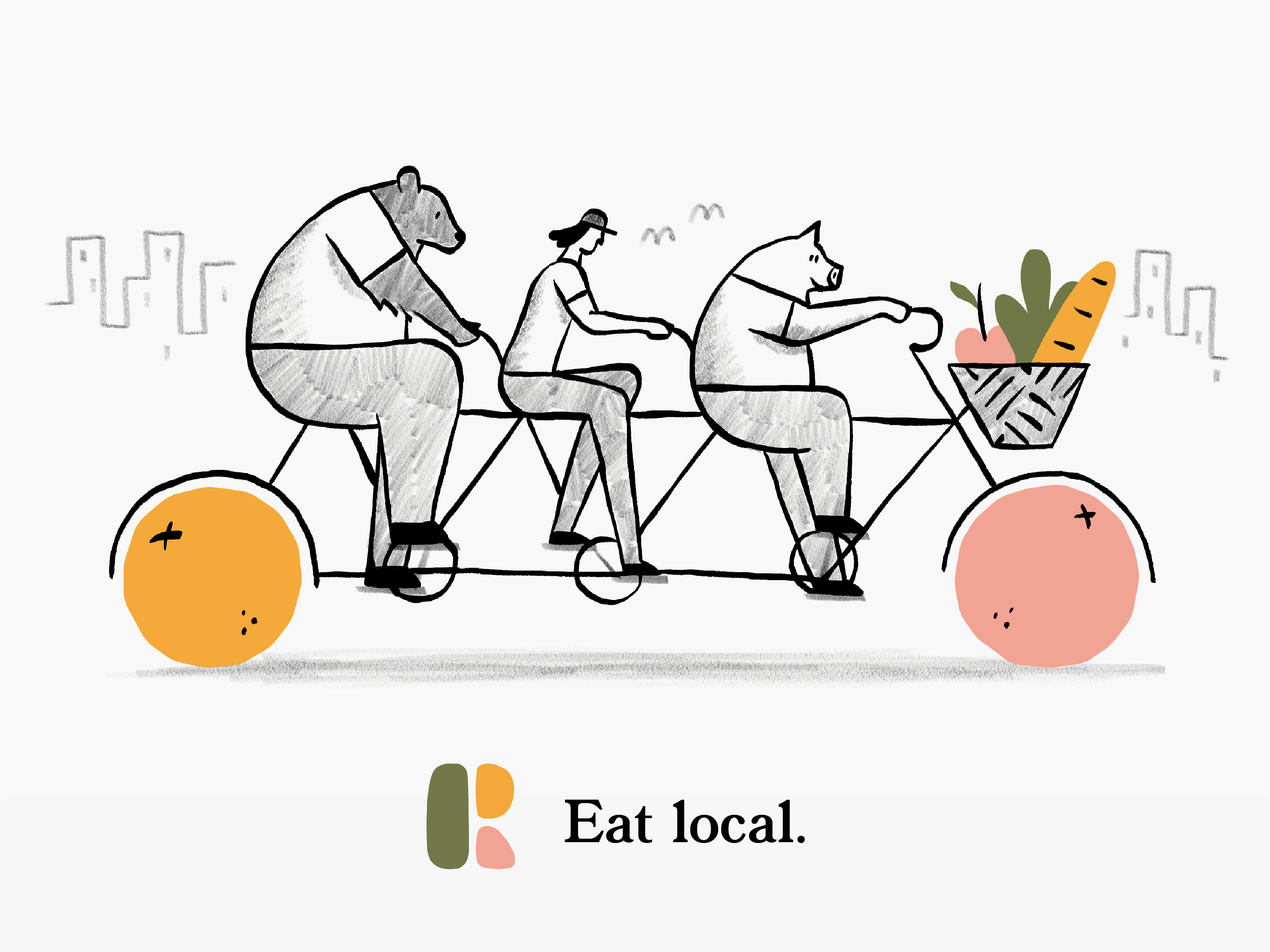 Root - Online Grocer character grocer hand drawn illustration online organic shop sketch spot illustration