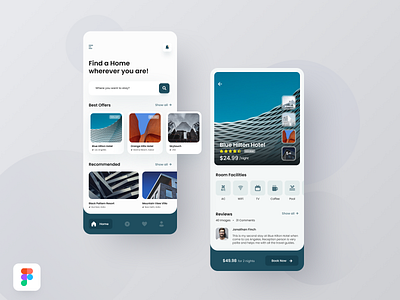 Hotel Booking iOS App arounda booking buildings clean concept digital home hotel illustration interface ios mobile product room travel ui