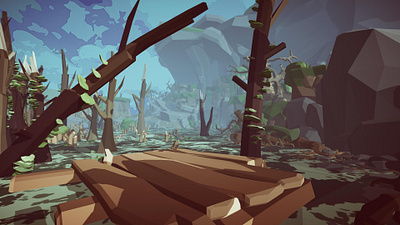 Swamp 3d blender envoirnment illustration landscape lowpoly nature trees
