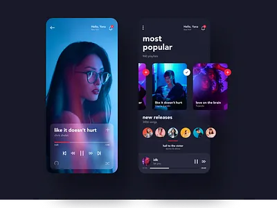 Music Player app dark mode dark theme dribbble ios music music player player player ui ui ux design