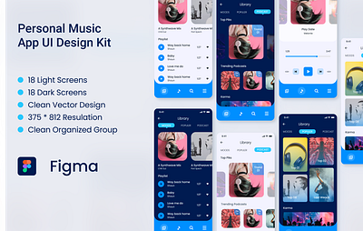 Personal Music App UI Design - Light and Dark Version app ui design job job application job finder job finder app mobile app template builder uidesign