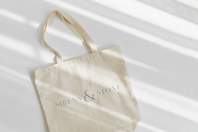 Sirens & Stone Artisan Jewelry Collateral Items Design bag brand design brand logo branding branding concept canvas tote collateral design eco friendly ethical branding logo packaging sustainable branding typedesign typeface typography wordmark wordmark logo