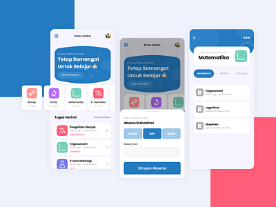 Sinau Online | E-Learning App design design app flat icon illustration illustrator minimal mobile mobile app mobile app design mobile app designer mobile design typography ui ux