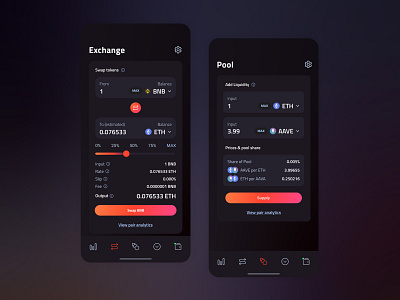 Exchange banking binance blockchain crypto crypto wallet cryptocurrency dark mode exchange finance fintech interface mobile ui ui design uiux ux