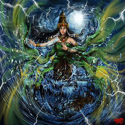 Nyi Roro Kidul cover artwork culture darkart design illustration illustrator mitologi vector