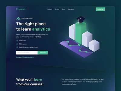 🎓 Segment — Analytics Academy academy analytics clean courses data design flares green homepage knowledge landing page learn lesson lp purple segment ui ux web website