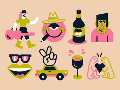 🍷✌️👀 art character design doodle fun illustration texture vector