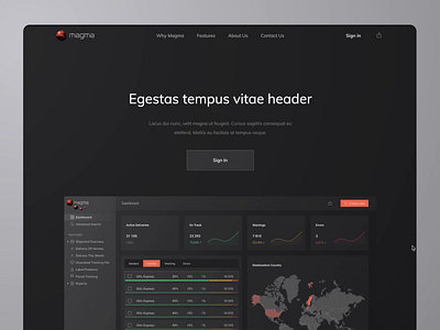 Magma® Landing Page animation branding dashboard design landing design landingpage logistics logistics app ui ux web design