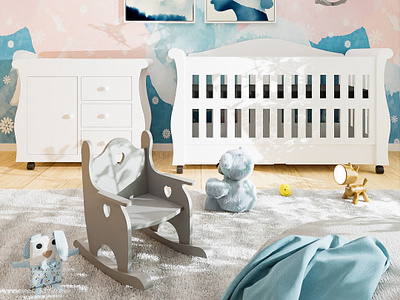 Pucchi 3d 3d animation 3d visualization 3dart 3drender animation art baby baby cot blender cgi cgi art crib design interior design interior rendering nursery photorealism render toys