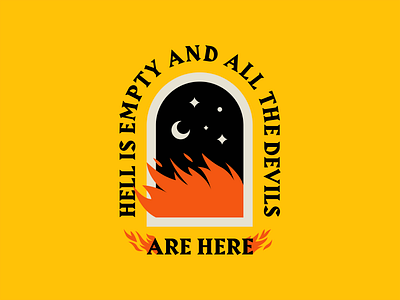 Empty Hell adobe illustrator artwork badge clean dark design door fire graphic hell illustration literature lockup moon night occult quote stars typography window