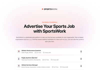 SportsWork Sales Page animation landing page quotes sales sports