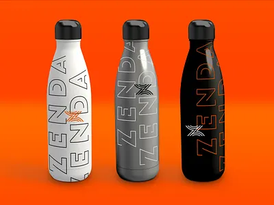Zenda Water Bottles branding graphics logo swag typography zenda