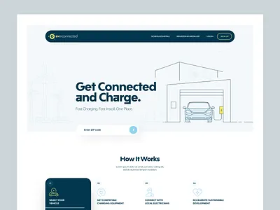 EVerconnected b2b charging clean electric vehicle ev homepage illustration saas simple ui ux website