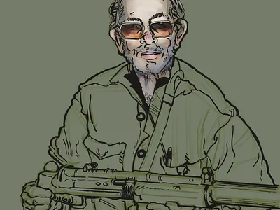 Billy Waugh (wip) afghanistan cia greenberet illustration legend macv pen and ink procreate purple heart sf sog special forces syria vietnam