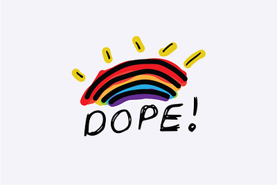 Dope Rainbow @dinofeed dino feed dinofeed graphic design hat illustration postcard vector