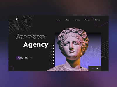 Langing page. Creative agency design minimal ui ux