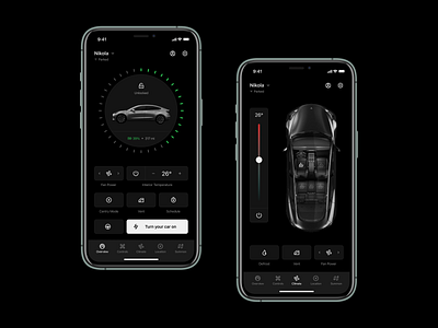 Tesla Mobile App app application blackandwhite car daily dashboard design figma mobile mobile app mobile application redesign tesla tesla car ui