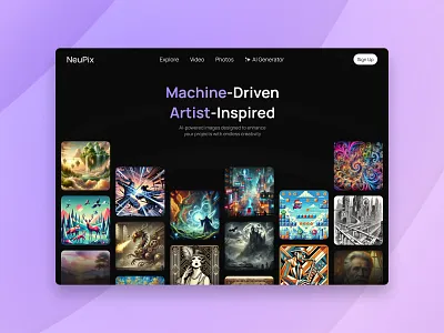 NeuPix - AI-powered Image Generator Concept ai ai solution artificial clean concept dark theme data science generator image image stock landing page modern neural network photo photos ui web design website