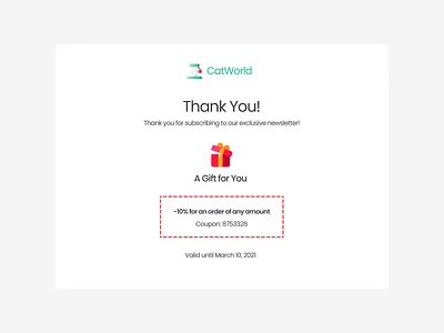 DailyUI Challenge 077 - Thank You dailyui dailyuichallenge flat minimal newsletter thank you ui
