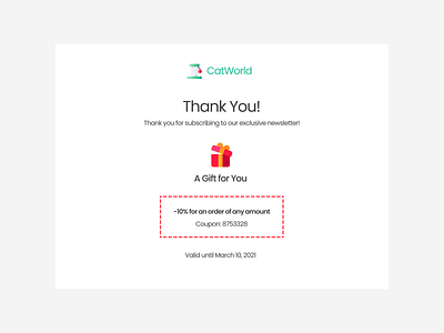 DailyUI Challenge 077 - Thank You dailyui dailyuichallenge flat minimal newsletter thank you ui