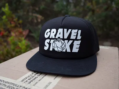 Gravelstoke Foamie Snapback Collab branding design flat globe hat design illustration logo minimal sketch trucker hat waynes world