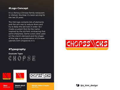 Chopssticks - Chinese Restaurant 2020 branding chinese chinese food design food icon logo minimal outlet redesign concept restaurant typography