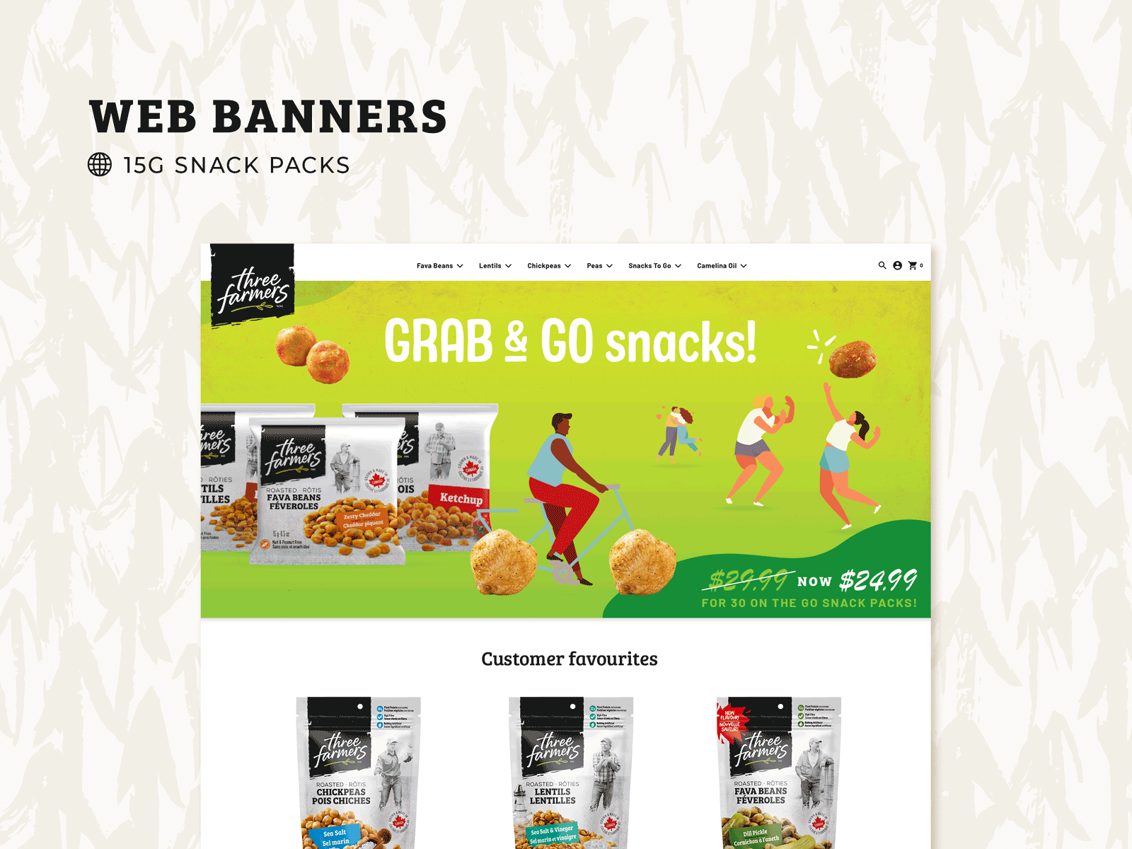 Chickpeas Web Banner Design food graphic design illustration snack web design