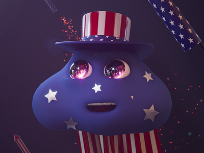 independence Day 3d 4july branding character cinema4d cloud collection day design illustration independence motion graphics nft redshift usa