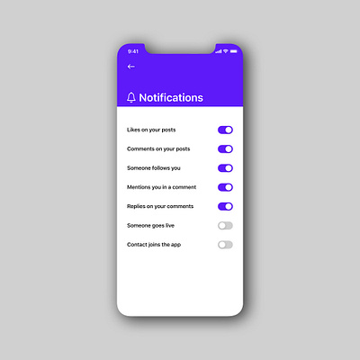 Daily UI 049 - "Notifications" 049 adobe adobexd app daily ui daily ui 049 daily ui challenge dailyui dailyuichallenge design ios notification center notification settings notifications settings settings ui ui