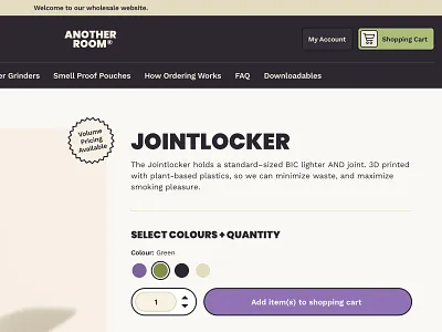 Wholesale Product Page – Another Room cannabis design ecommerce product shopify ui website weed wholesale