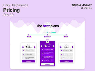Daily UI #30 Pricing app dailyui dailyuichallenge design figma interface plans princing ui ui design ux uxui