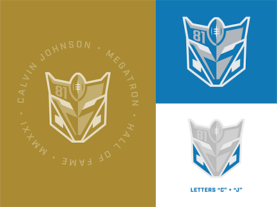 Calvin Johnson/Megatron HOF Logo Concept calvin johnson football logo hall of fame icon lions logo megatron monogram logo sports icon sports logo vector vector illustration