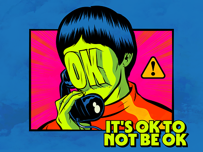 It's OK to not be OK design fantasy illustration lettering life psychedelic retro surrealism trippy typography vector vintage wisdom
